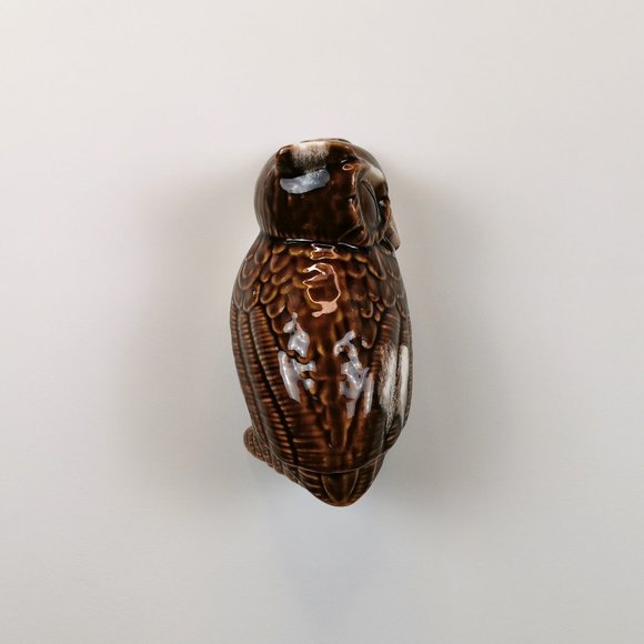 70s Brown Mirror Glaze Ceramic Owl Figurine - Picture 5 of 10